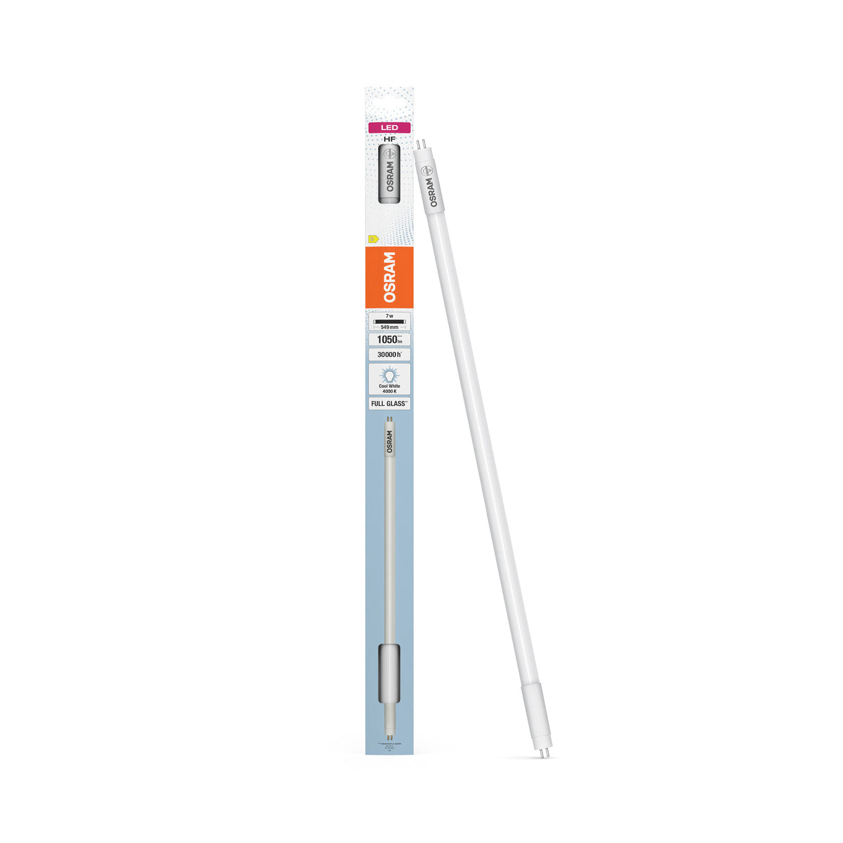 OSRAM LED TUBE T5 HF in buisvorm, aan beide kanten voorzien van een fitting, lamp, loodvrij glas, mat, 7 W, (ex 14 W), 1000 lm, koudwit, 4000 K, 30.000 uur, CRI 80
