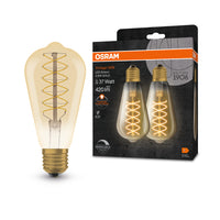 OSRAM VINTAGE 1906® LED Lampe LED CLASSIC SLIM FILAMENT EDISON DIMMABLE 4.8W 822 Gold E27, 420 lm, 2200 K, Comfort warm white, 2er Pack-LEDVANCE Shop