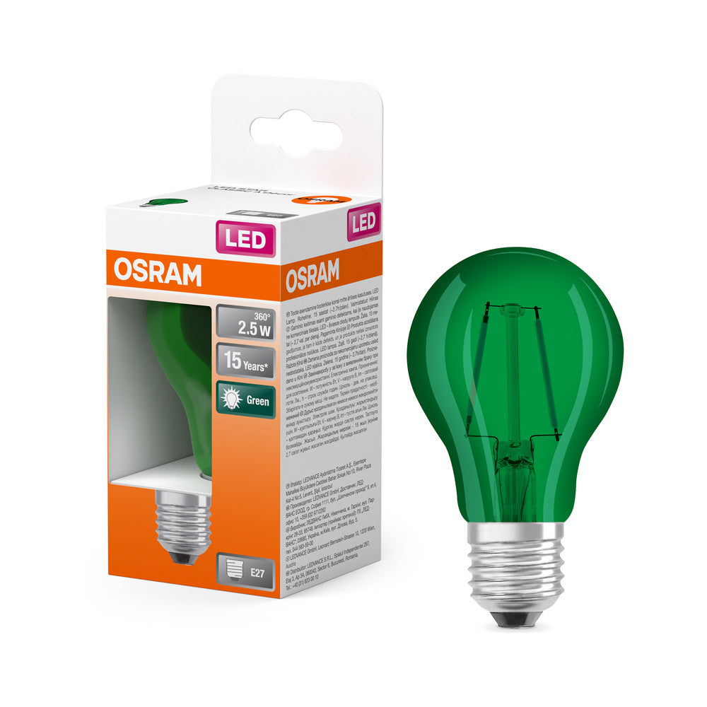 OSRAM LED Lampe LED STAR DÉCOR CLASSIC A 2.5W 175 Green E27, 45 lm, 7500 K, Grün-LEDVANCE Shop