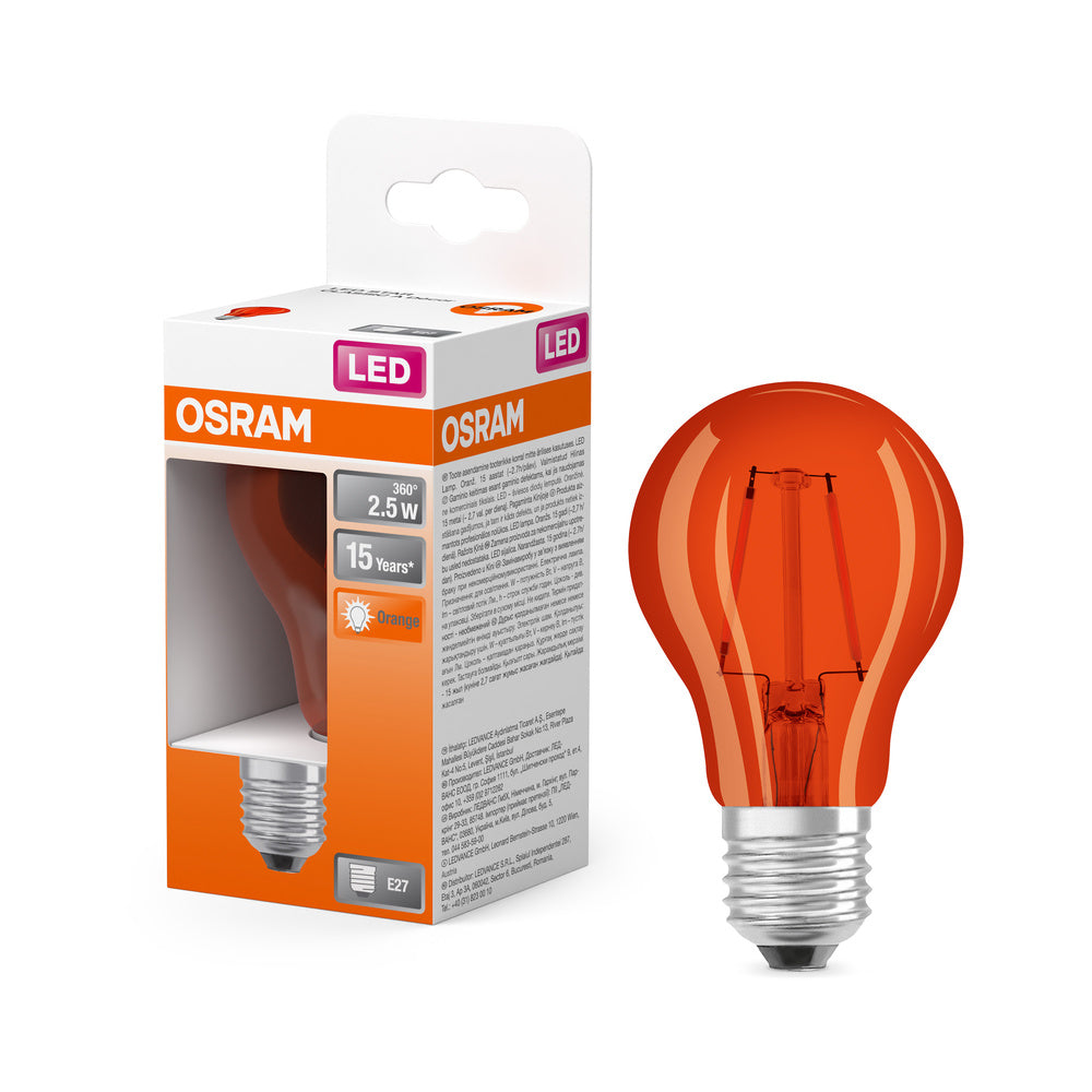 OSRAM LED Lampe LED STAR DÉCOR CLASSIC A 2.5W 515 Orange E27, 160 lm, 1500 K, Orange-LEDVANCE Shop