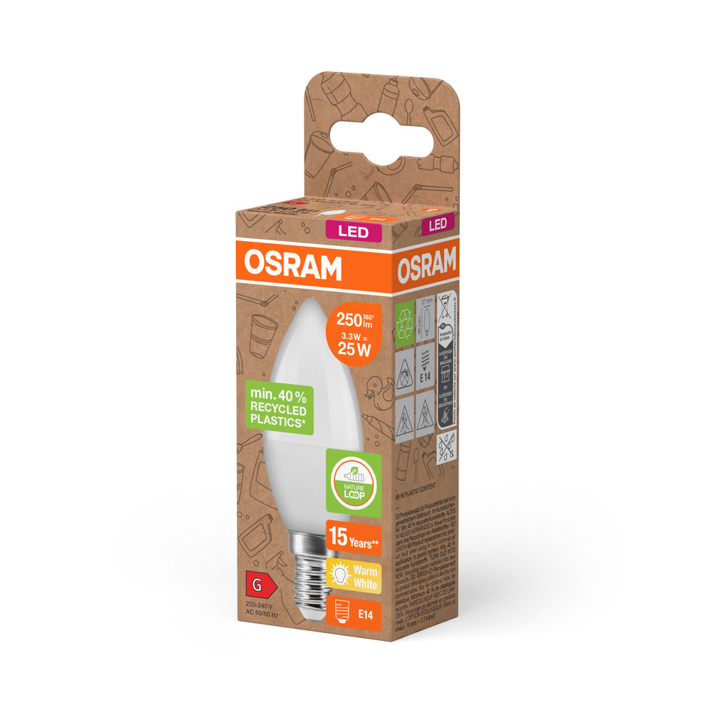 OSRAM LED Star Classic B 25 Lampe Recycled Plastic 3.3W Warmweiß Frosted E14-Leuchtmittel-LEDVANCE Shop