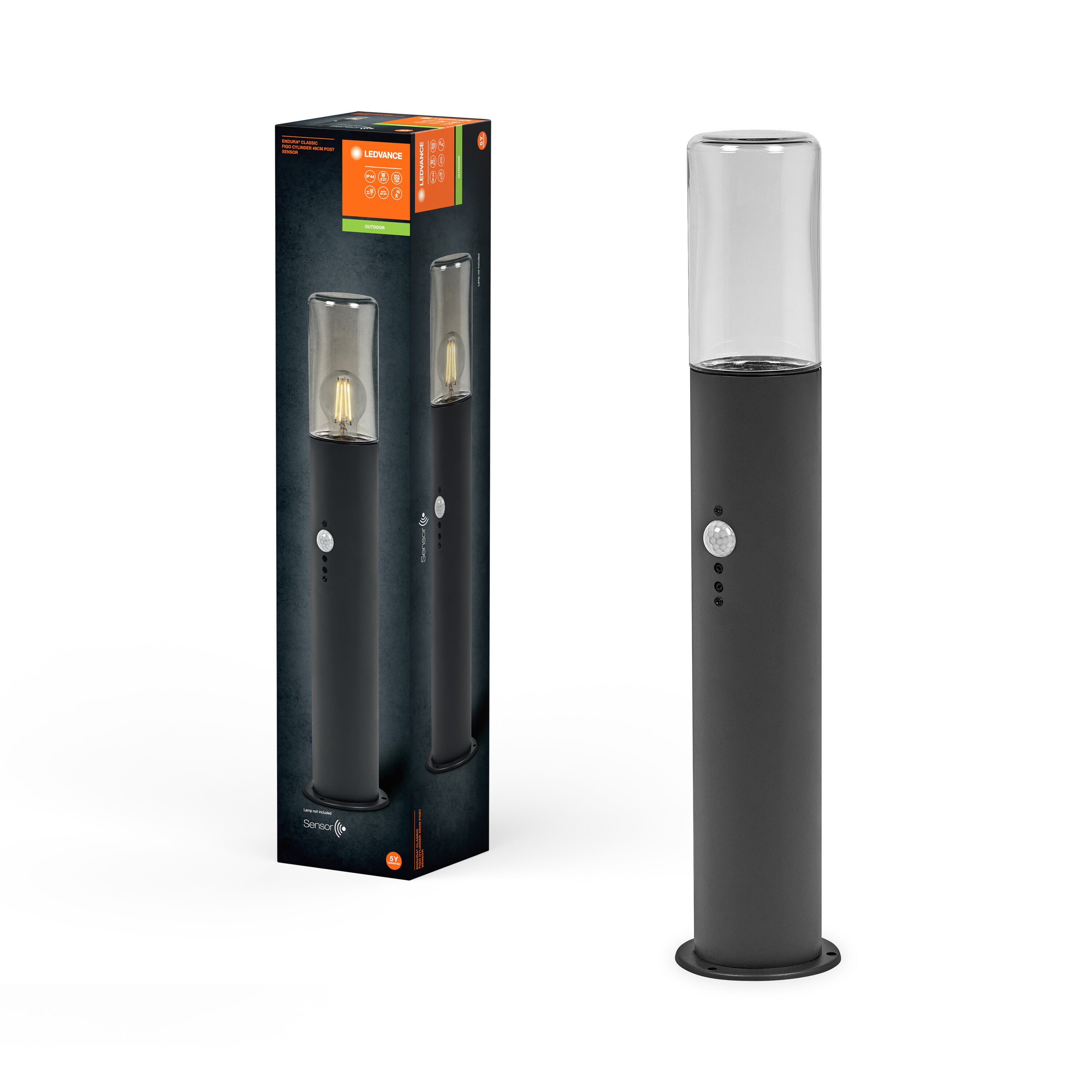 LEDVANCE ENDURA CLASSIC FIGO CYL Sensor Pollerleuchte, dunkelgrau-Wege- & Pollerleuchten-LEDVANCE Shop