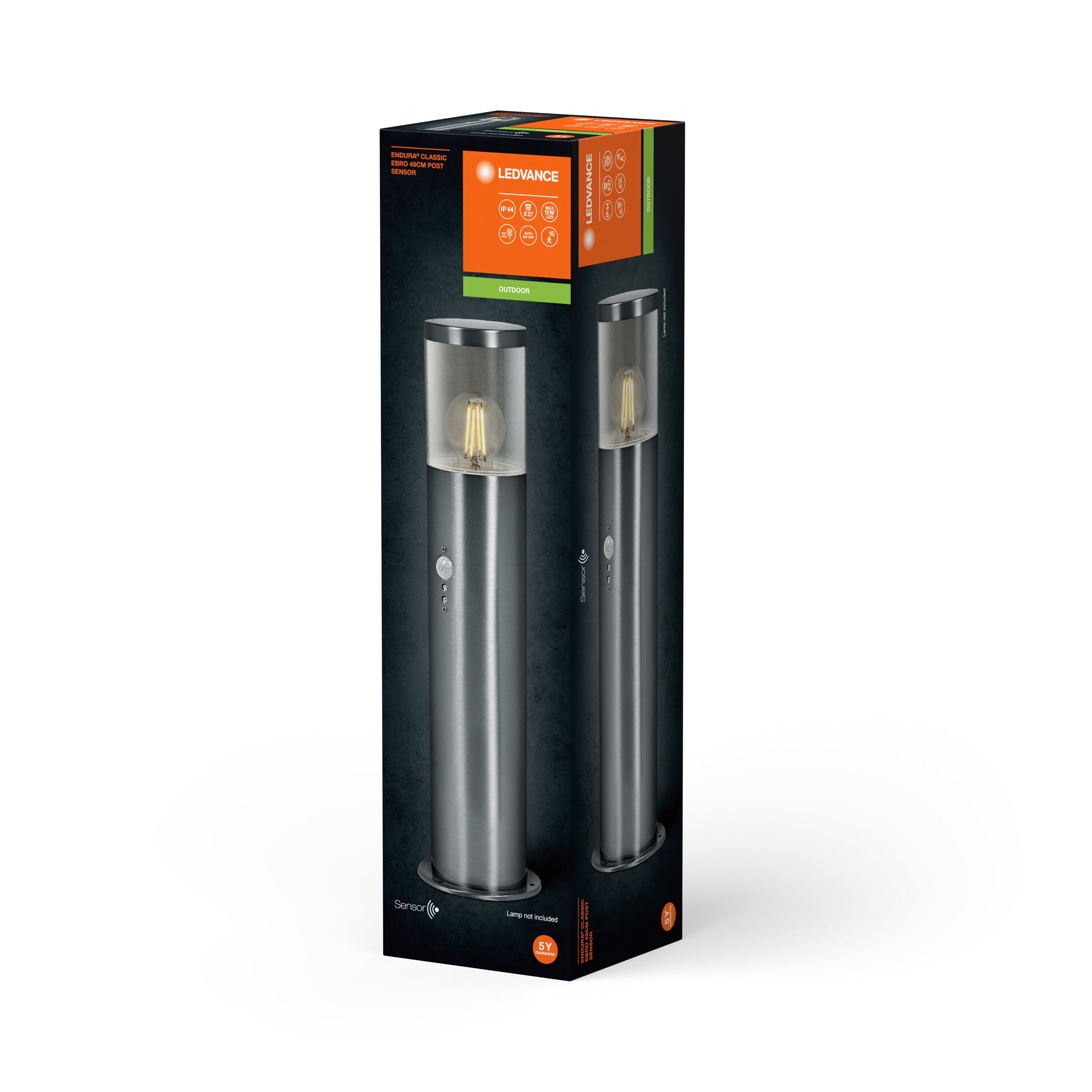 LEDVANCE ENDURA CLASSIC EBRO Sensor Pollerleuchte, 49 cm, Steel-Wege- & Pollerleuchten-LEDVANCE Shop