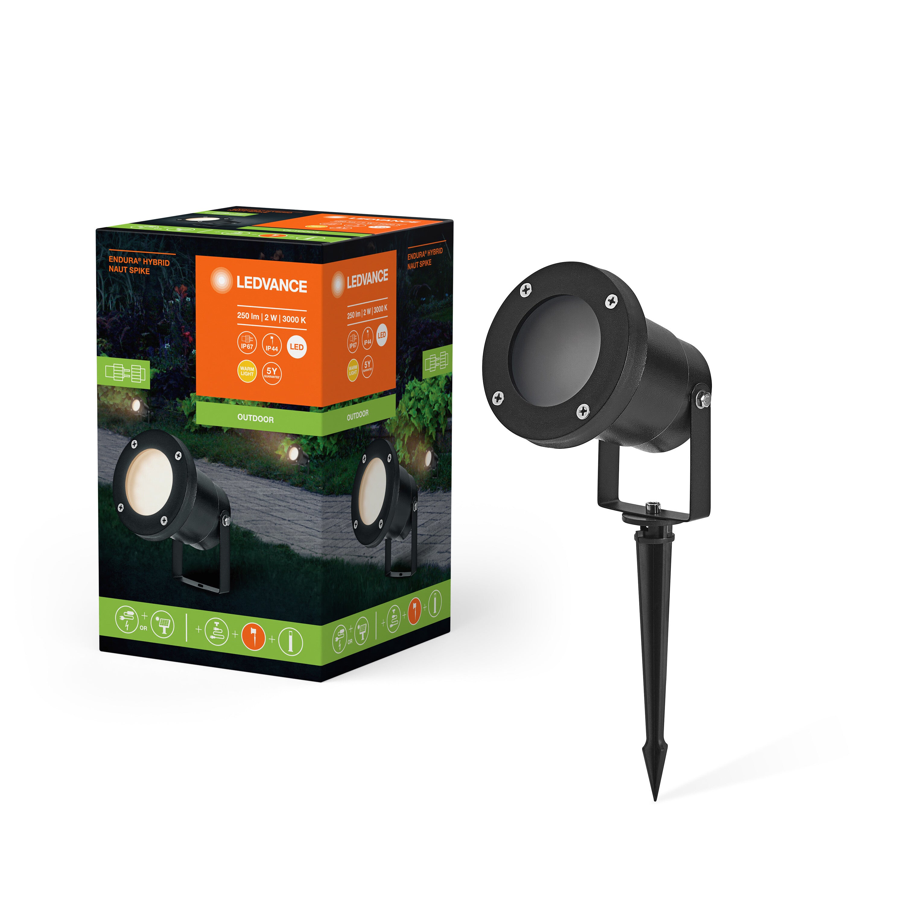 LEDVANCE ENDURA HYBRID SOLAR NAUT SPIKE Gartenstrahler, 2W, 100lm-Strahler & Flutlichter-LEDVANCE Shop