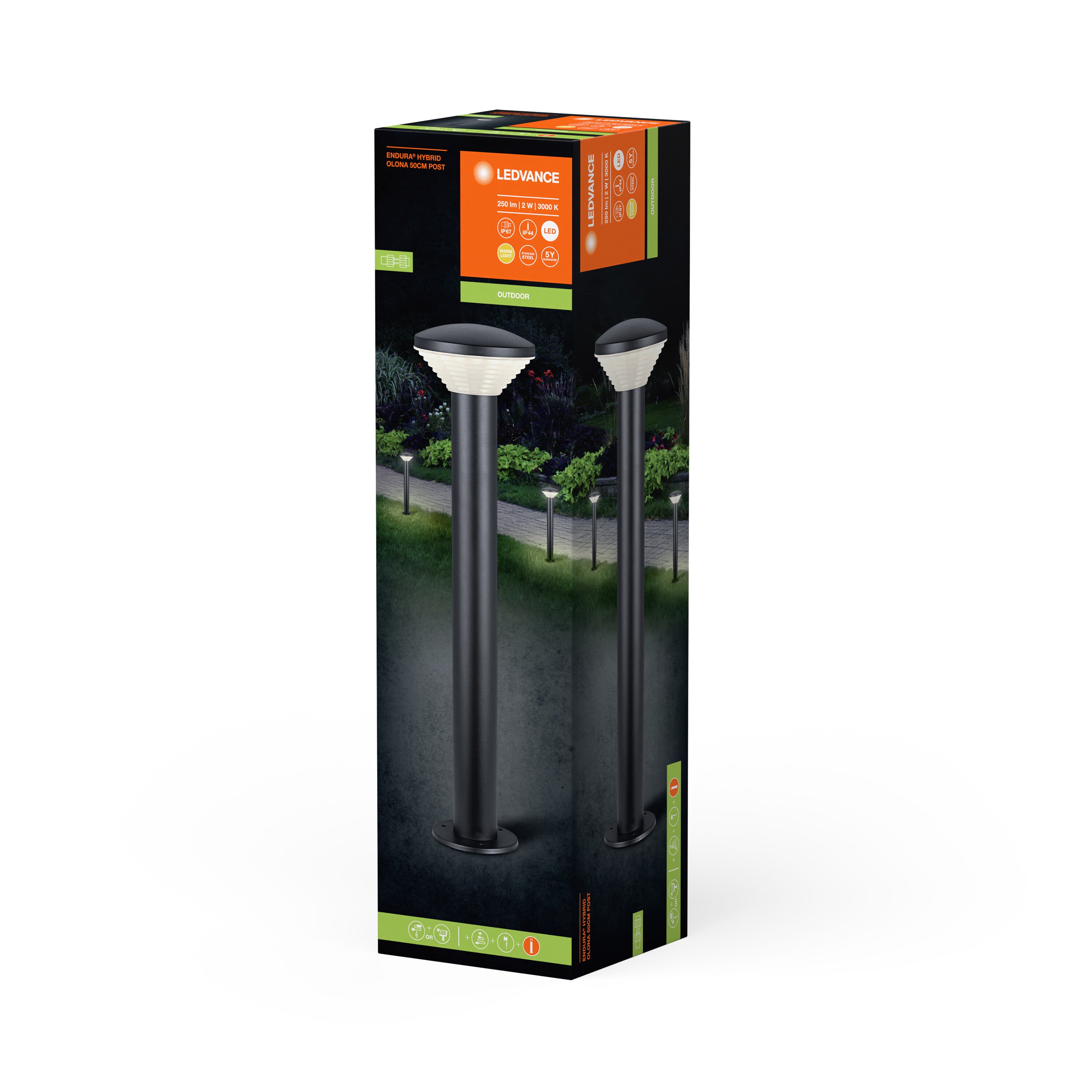 LEDVANCE ENDURA HYBRID SOLAR OLONA Pollerleuchte, 2W, 140lm-Wege- & Pollerleuchten-LEDVANCE Shop