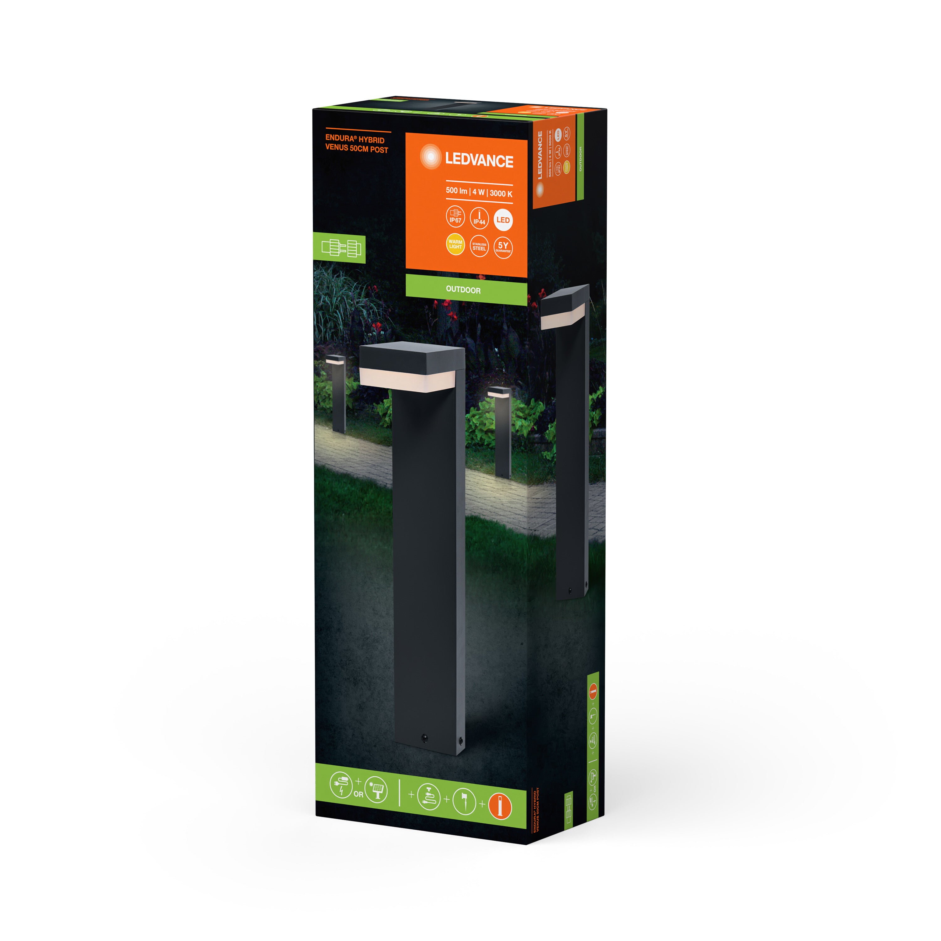 LEDVANCE ENDURA HYBRID SOLAR VENUS Pollerleuchte, 4W, 200lm-Wege- & Pollerleuchten-LEDVANCE Shop