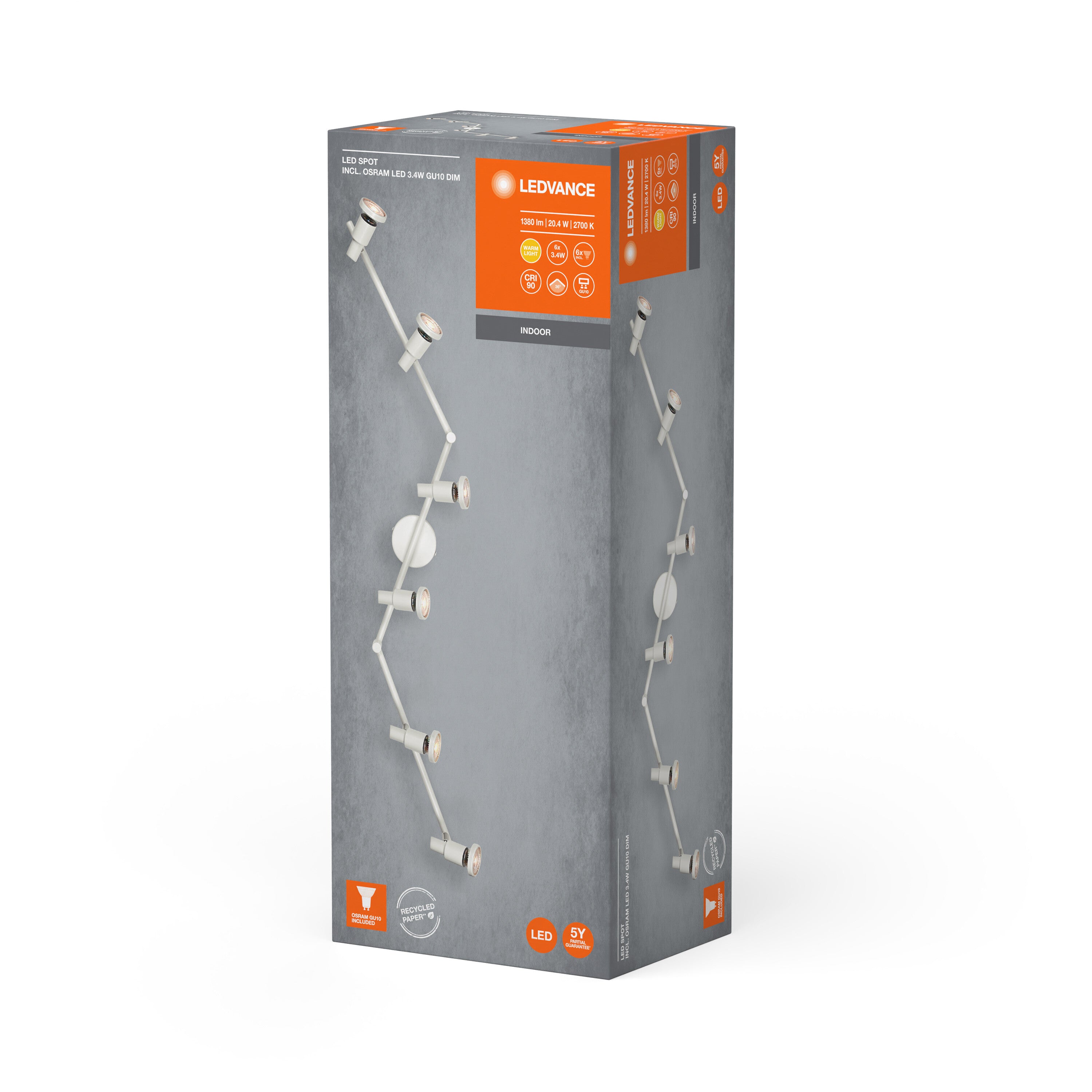 LEDVANCE LED SPOT GU10 Deckenleuchte 6 x 3,4W, 1380lm, weiß-Deckenleuchten-LEDVANCE Shop