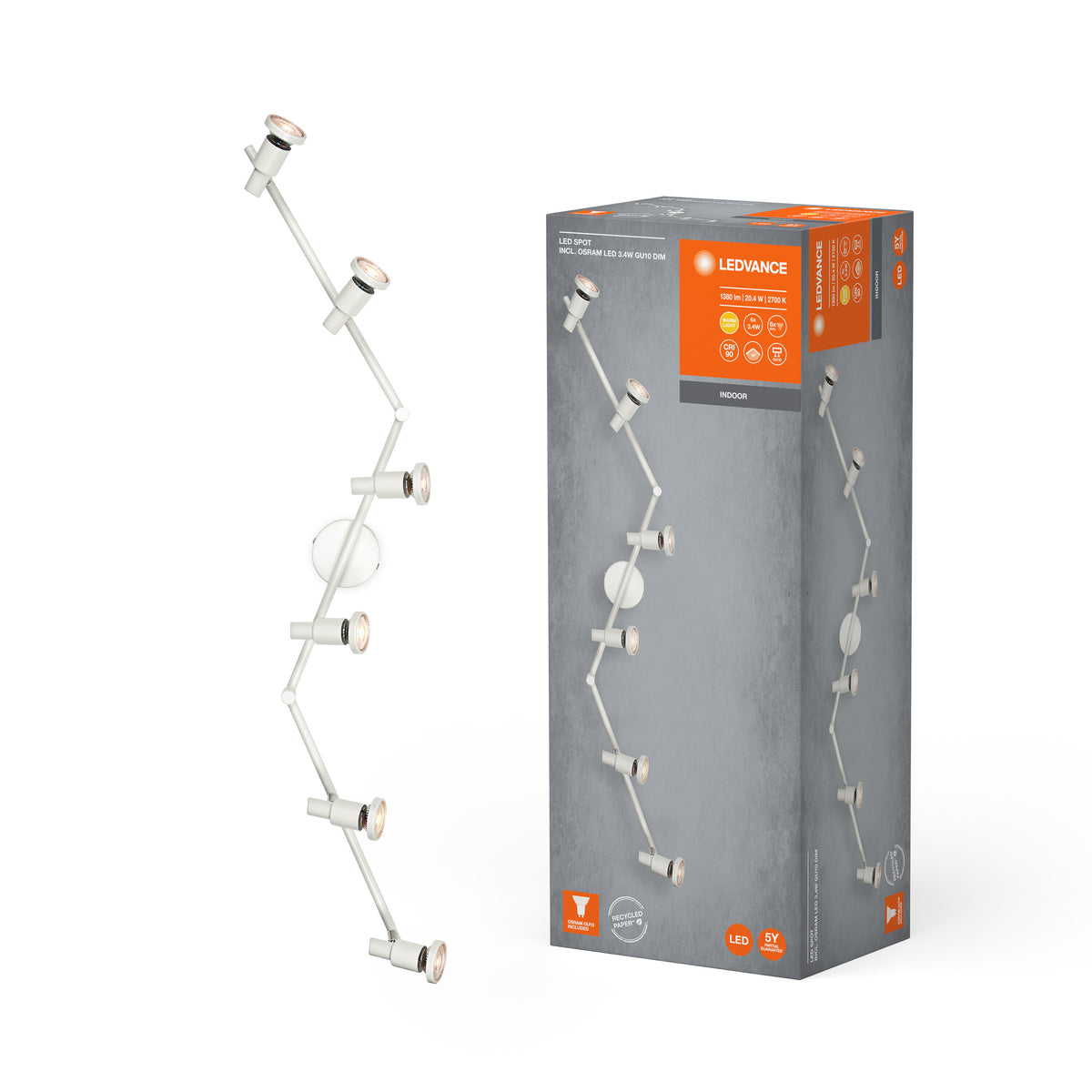 LEDVANCE LED SPOT GU10 Deckenleuchte 6 x 3,4W, 1380lm, weiß-Deckenleuchten-LEDVANCE Shop