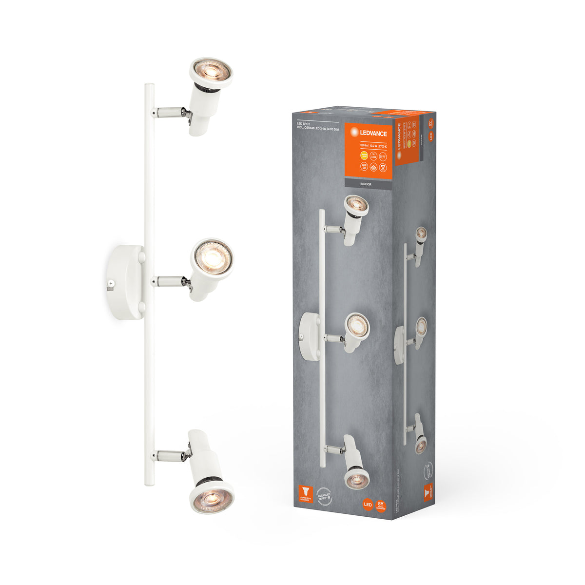 LEDVANCE LED SPOT GU10 Deckenleuchte 3 x 3,4W, 690lm, weiß-Deckenleuchten-LEDVANCE Shop