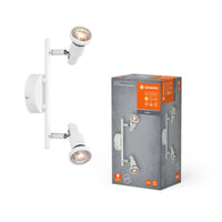 LEDVANCE LED-spot GU10 2 x 3,4 W, 460 lm, wit, 2.700 K kleurtemperatuur, warmwitte lichtkleur, tijdloos design, vervangbare LED-lamp, ideaal voor binnen, CRI 90, verstelbare koppen