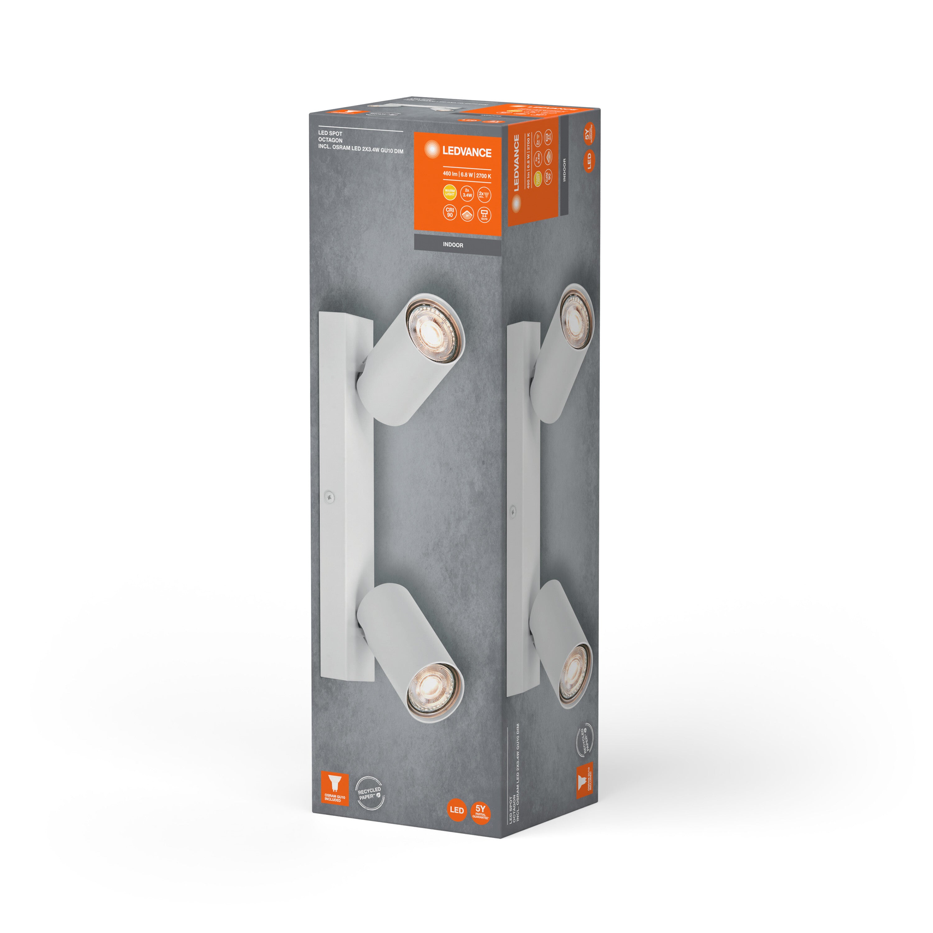 LEDVANCE LED SPOT OCTAGON Deckenleuchte 2 x 3,4W, GU10, 460lm, weiß-Deckenleuchten-LEDVANCE Shop