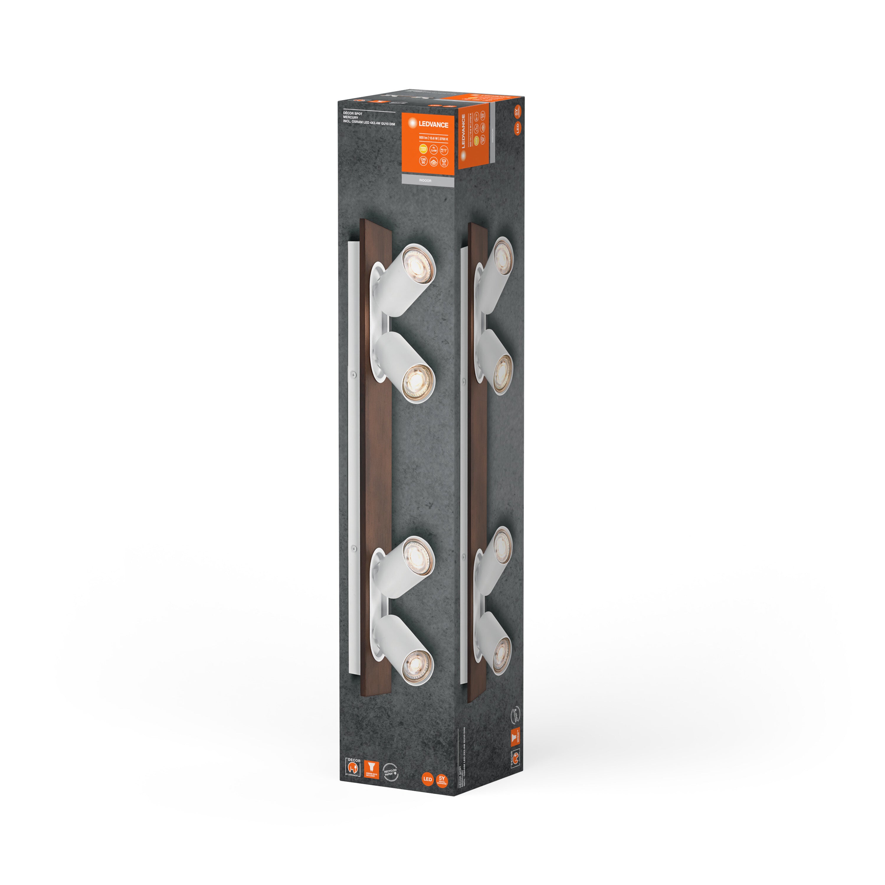 LEDVANCE DECOR SPOT MERCURY Deckenleuchte, 4 x 3,4W, Holzoptik, weiß-Deckenleuchten-LEDVANCE Shop