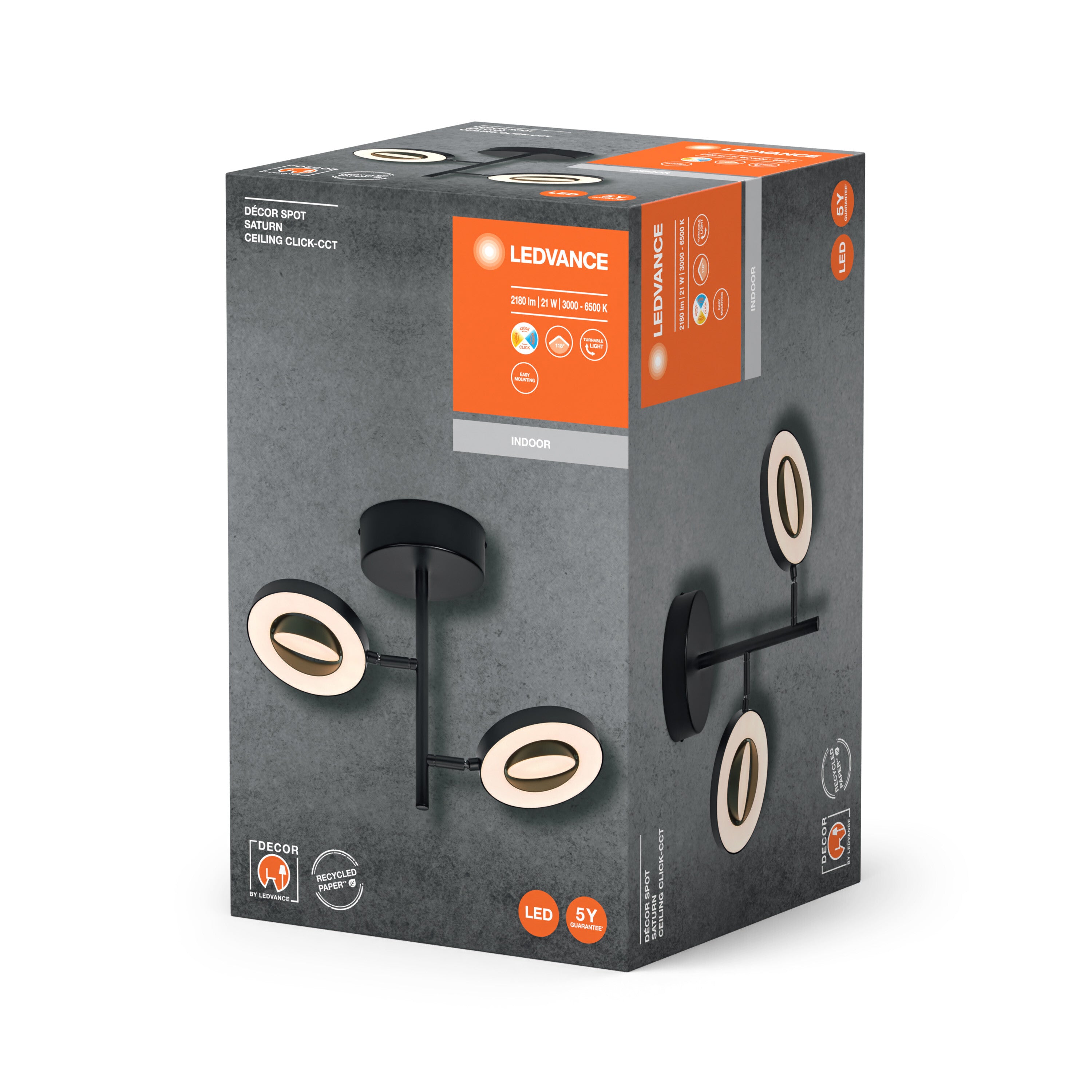 LEDVANCE DECOR SPOT SATURN Deckenleuchte, 21W, 465lm, schwarz-Deckenleuchten-LEDVANCE Shop