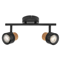 LEDVANCE DECOR SPOT CORK, 2 x 3,4 W, 460 lm, zwart, spotlamp, verstelbare koppen, veelzijdig inzetbaar, spot voor binnen, verwisselbare LED-lampen, warmwitte lichtkleur, GU10