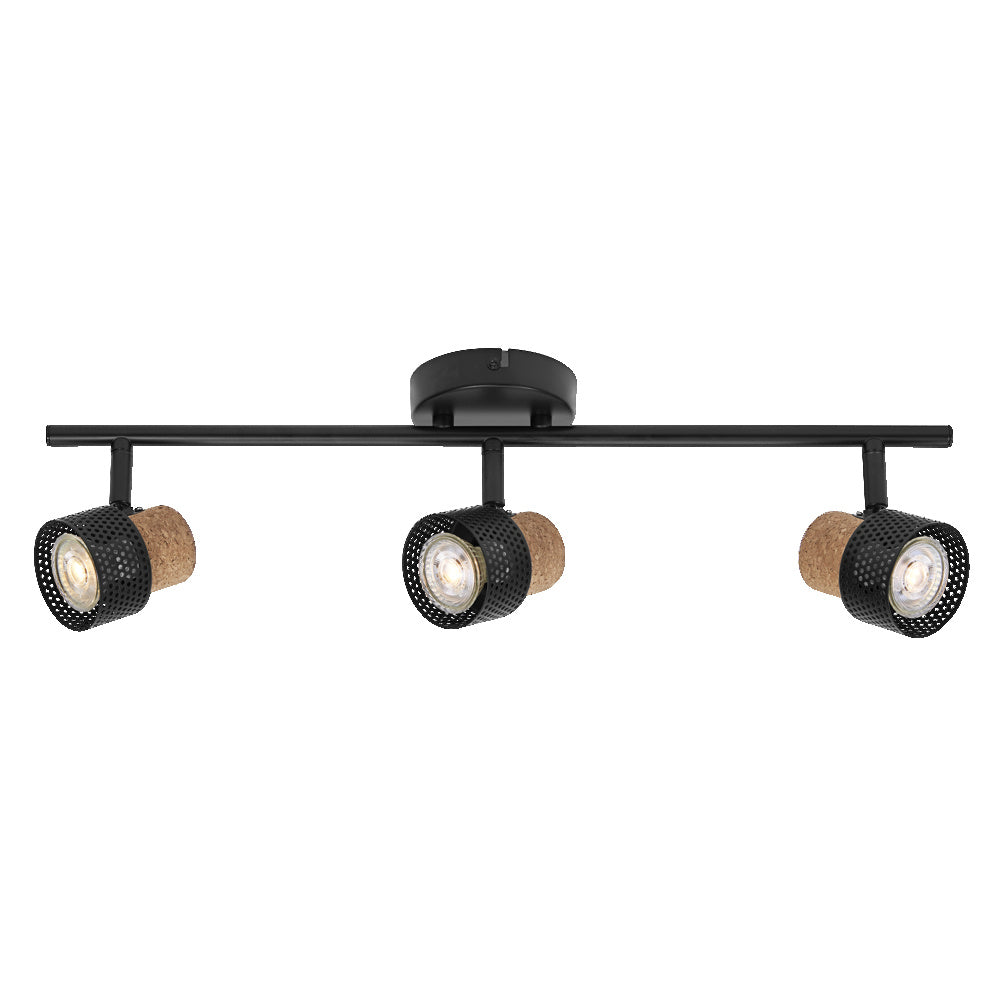 LEDVANCE DECOR SPOT CORK, 3 x 3,4 W, 690 lm, zwart, spotlamp, verstelbare koppen, veelzijdig inzetbaar, spot voor binnen, verwisselbare LED-lampen, dimbaar, warmwitte lichtkleur, GU10