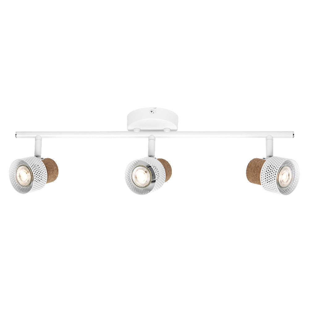 LEDVANCE DECOR SPOT CORK, 3 x 3,4W, 690lm, weiß, Spotleuchte, verstellbare Köpfe, vielseitig anwendbar, Innenraumspot, austauschbare LED-Lampen, dimmbar, warmweiße Lichtfarbe, GU10