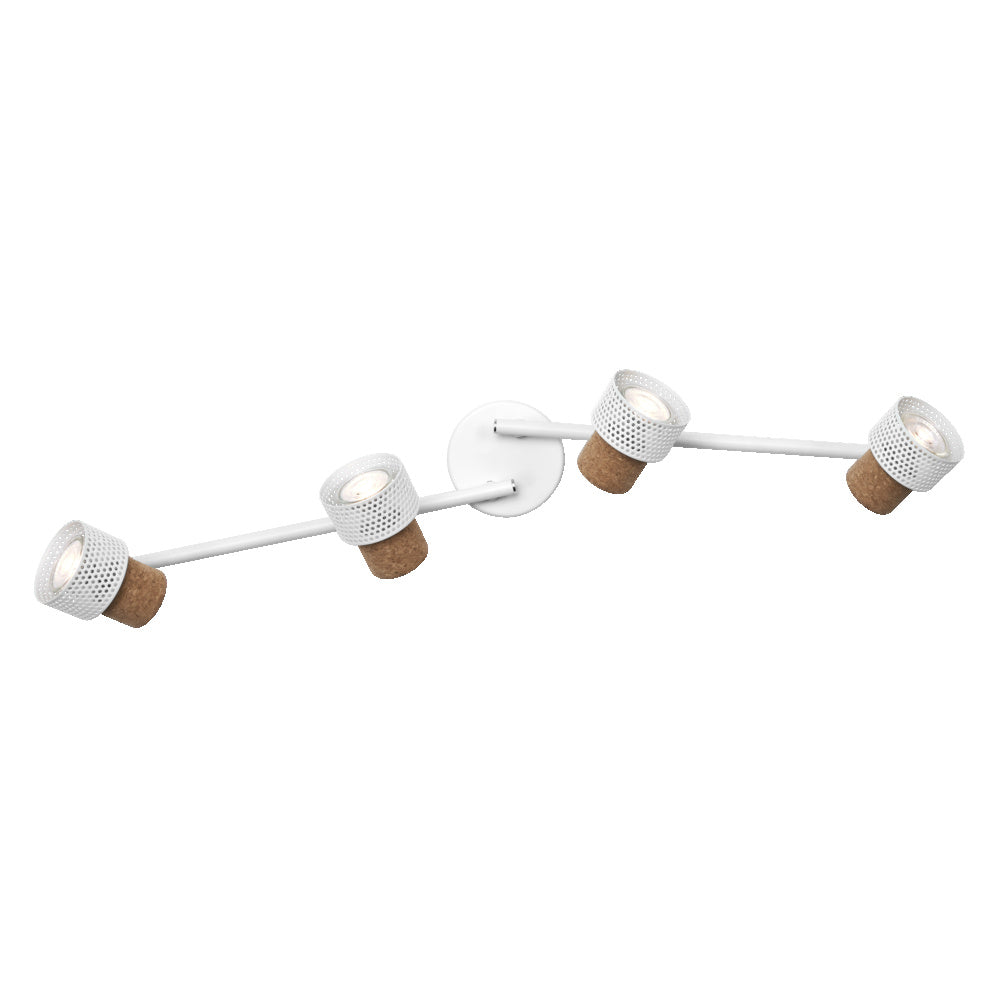 LEDVANCE DECOR SPOT CORK, 4 x 3,4 W, 920 lm, wit, spotlamp, verstelbare koppen, veelzijdig inzetbaar, spot voor binnen, verwisselbare LED-lampen, dimbaar, warmwitte lichtkleur, GU10