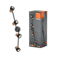 LEDVANCE DECOR SPOT CORK, 4 x 3,4 W, 920 lm, zwart, spotlamp, verstelbare koppen, veelzijdig inzetbaar, spot voor binnen, verwisselbare LED-lampen, dimbaar, warmwitte lichtkleur, GU10