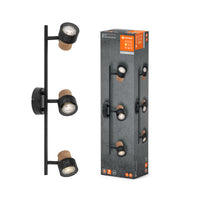 LEDVANCE DECOR SPOT CORK, 3 x 3,4 W, 690 lm, zwart, spotlamp, verstelbare koppen, veelzijdig inzetbaar, spot voor binnen, verwisselbare LED-lampen, dimbaar, warmwitte lichtkleur, GU10