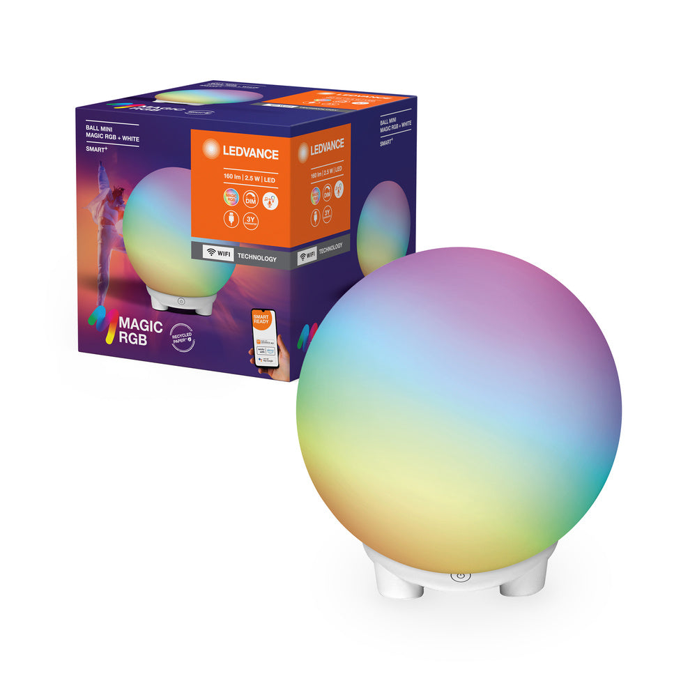 LEDVANCE SMART+ Wifi BALL Moodlight Tischleuchte MAGIC RGB Mini RGBW USB, 130 lm, 2200 … 6500 K, Tunable White|RGB-LEDVANCE Shop