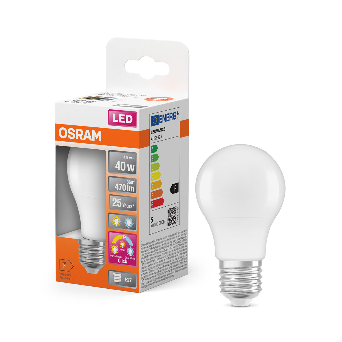 OSRAM LED Superstar Classic Lampe Frosted, 3-Modi, 4.9W, E27 , Warmweiß, Kaltweiß-LEDVANCE Shop