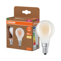 OSRAM LED CLASSIC P ENERGIE-EFFICIËNTIEKLASSE A in P-vorm, LED-lamp, loodvrij glas, mat, 2,2 W, (ex 40 W), 470 lm, warmwit, 2700 K, energie-efficiëntieklasse: A, CRI 80, set van 2