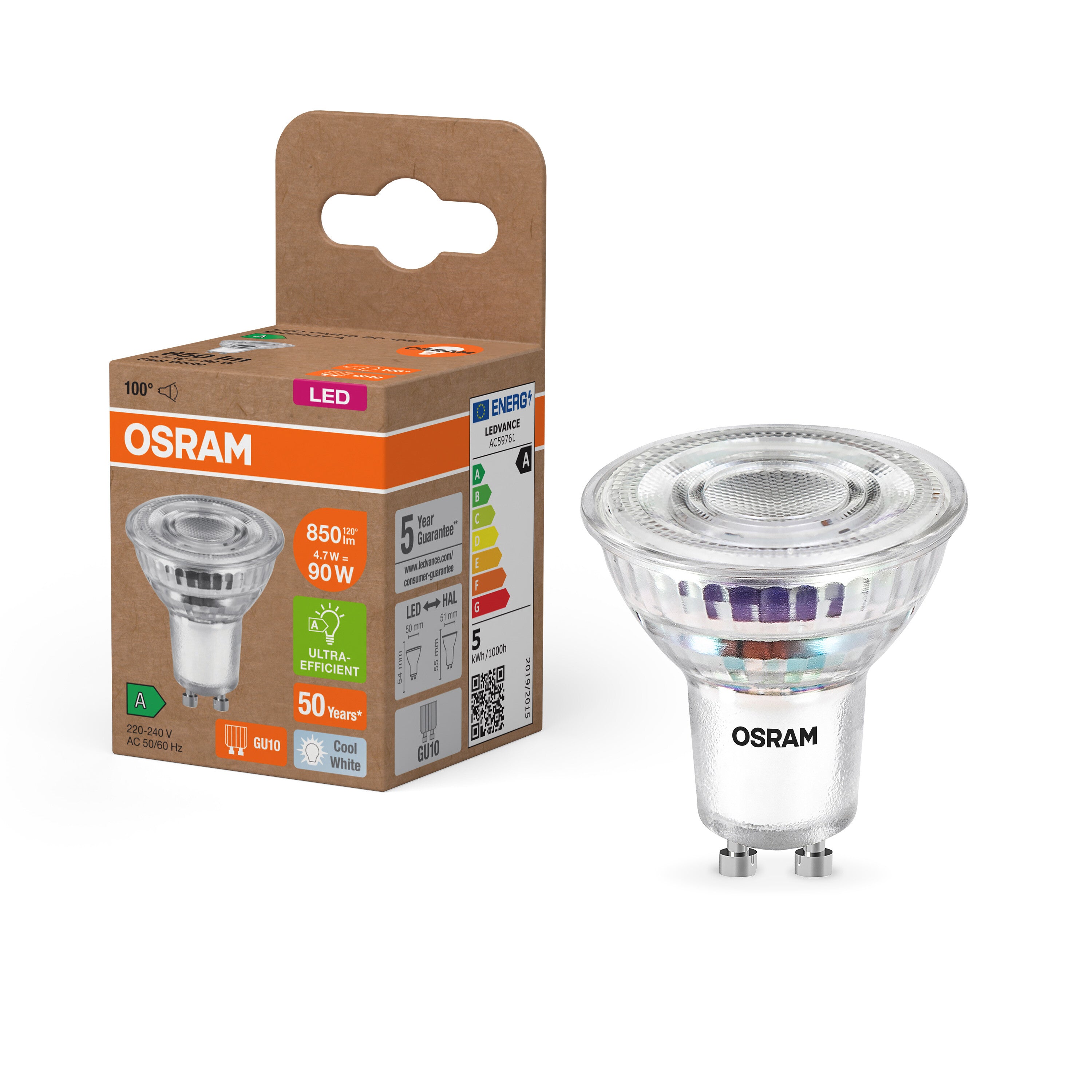 OSRAM Energy Class LED-Reflektor-Lampe, 4.7W, 850lm, EEK A , Kaltweiß , GU10-LEDVANCE Shop