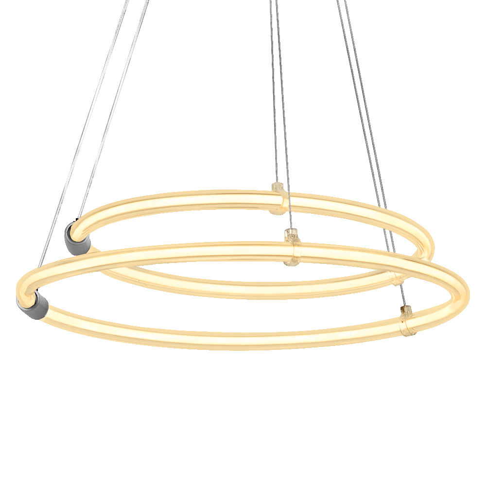 LEDVANCE Decor Aura, hanglamp met 2 lampen van gebogen polycarbonaat met LED- en filamentdesign, 21 W, 2400 lm, 3000 K, 830 warmwit, Click-dimbaar, donkergrijs, kunststof (PC), 498 mm, IP20