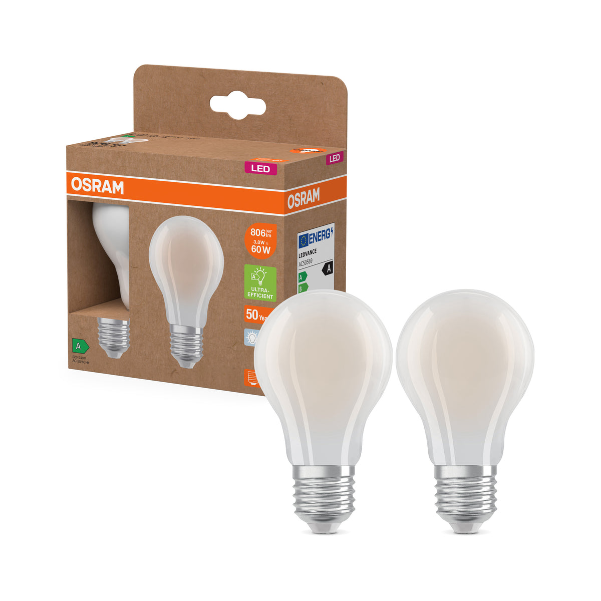 OSRAM Energy Class LED-Lampe, Kolben, 3.8W, Frosted, EEK A , Kaltweiß , E27-LEDVANCE Shop
