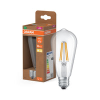 OSRAM LED LAMPS ENERGY CLASS A  ENERGY EFFICIENCY FILAMENT CLASSIC EDISON , LED-Lampe, Bleifreies Glas, Klar, 2,2 W, 470 lm, Warmweiß, Energieeffizienzklasse: A