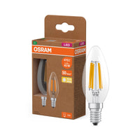 OSRAM LED CLASSIC B ENERGIE-EFFICIËNTIE A in B-vorm, LED-lamp, loodvrij glas, helder, 2,2 W, (ex 40 W), 470 lm, warmwit, 2700 K, energie-efficiëntieklasse: A, CRI 80, set van 2
