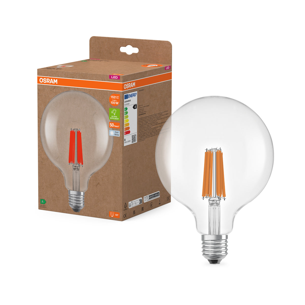 OSRAM LED-Globe-Lampe m. Filament EEK A, E27, 2.2W, 470lm , Kaltweiß-LEDVANCE Shop