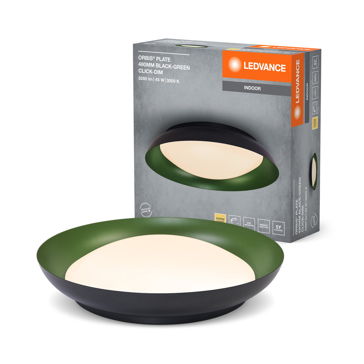 LEDVANCE ORBIS Plate Deckenleuchte 45W 480mm schwarz/grün-LEDVANCE Shop