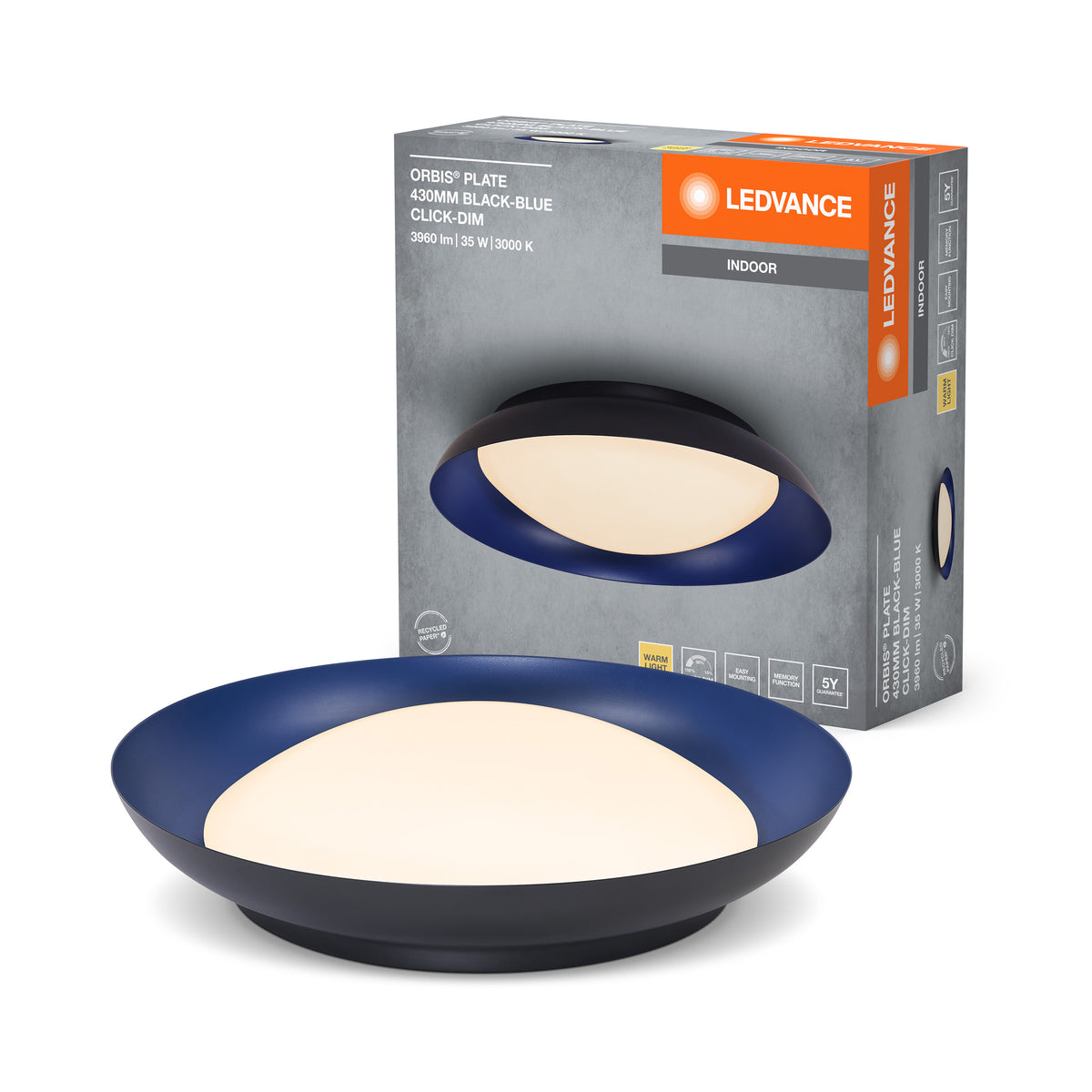 LEDVANCE ORBIS Plate Deckenleuchte 35W 430mm schwarz/blau-LEDVANCE Shop