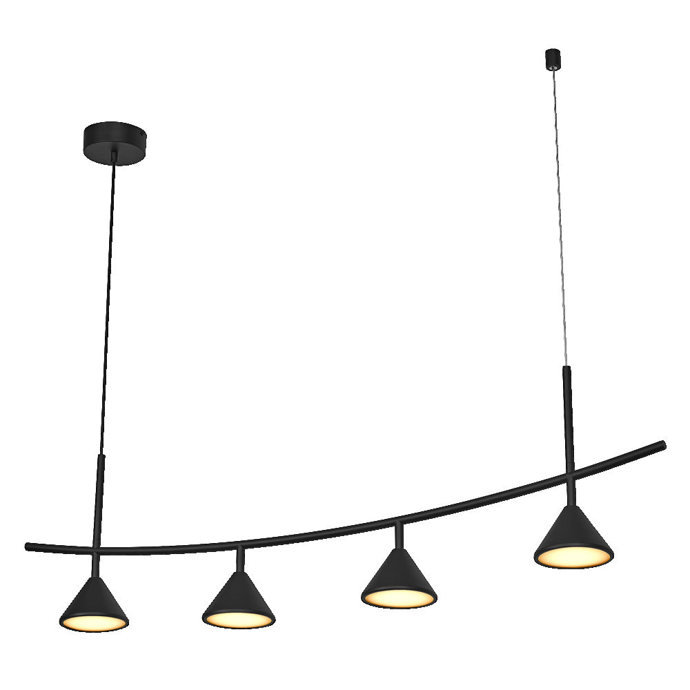 OSRAM DECOR Fuji Hanglamp Lineair 4-lichts hanglamp 16W 930 Zwart