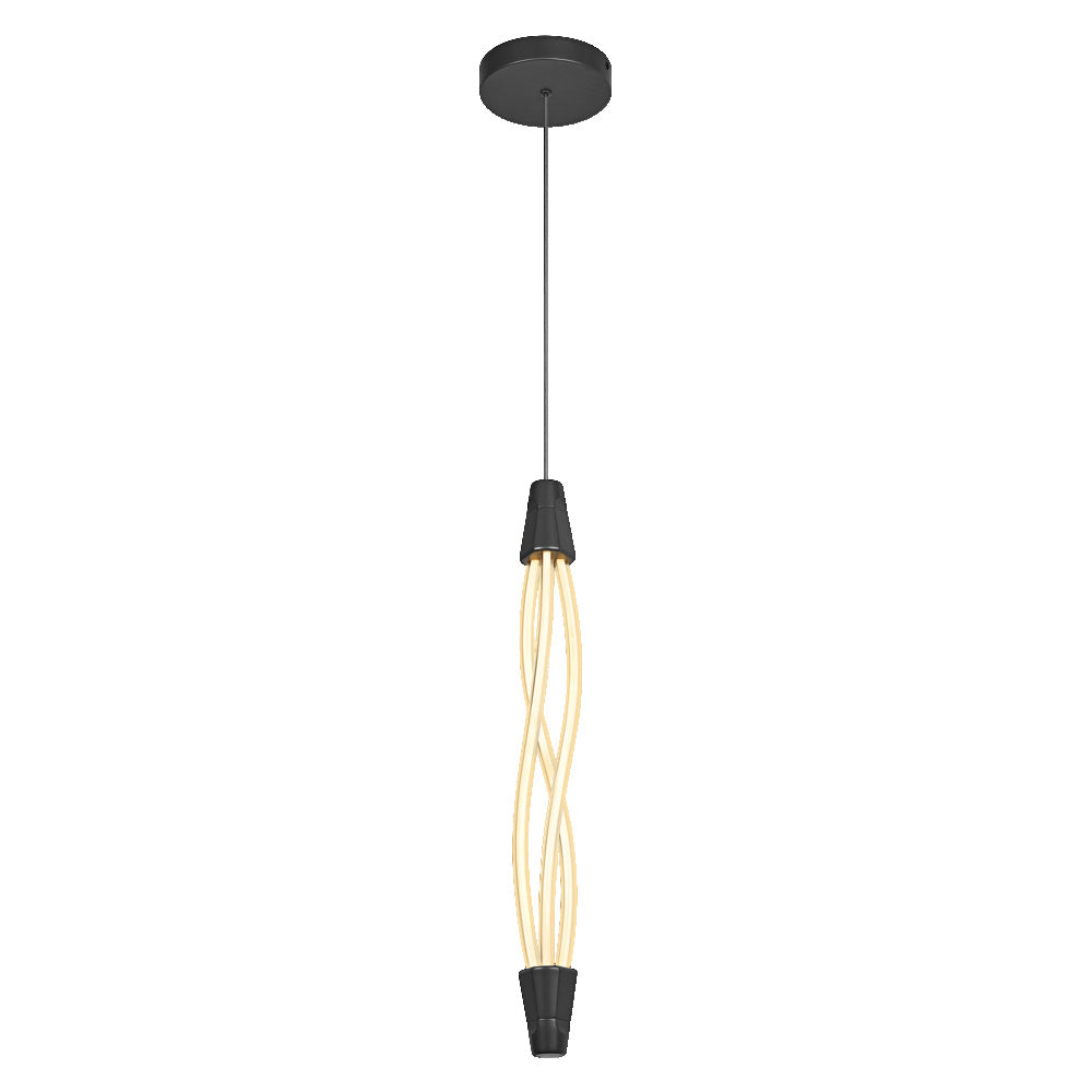 LECVANCE Decor Swirl hanglamp Vert van gebogen polycarbonaat met LED en filamentdesign, 18 W, 1800 lm, 3000 K, 830 warmwit, Click-dimbare, donkergrijs, kunststof (PC), 15 mm, IP20
