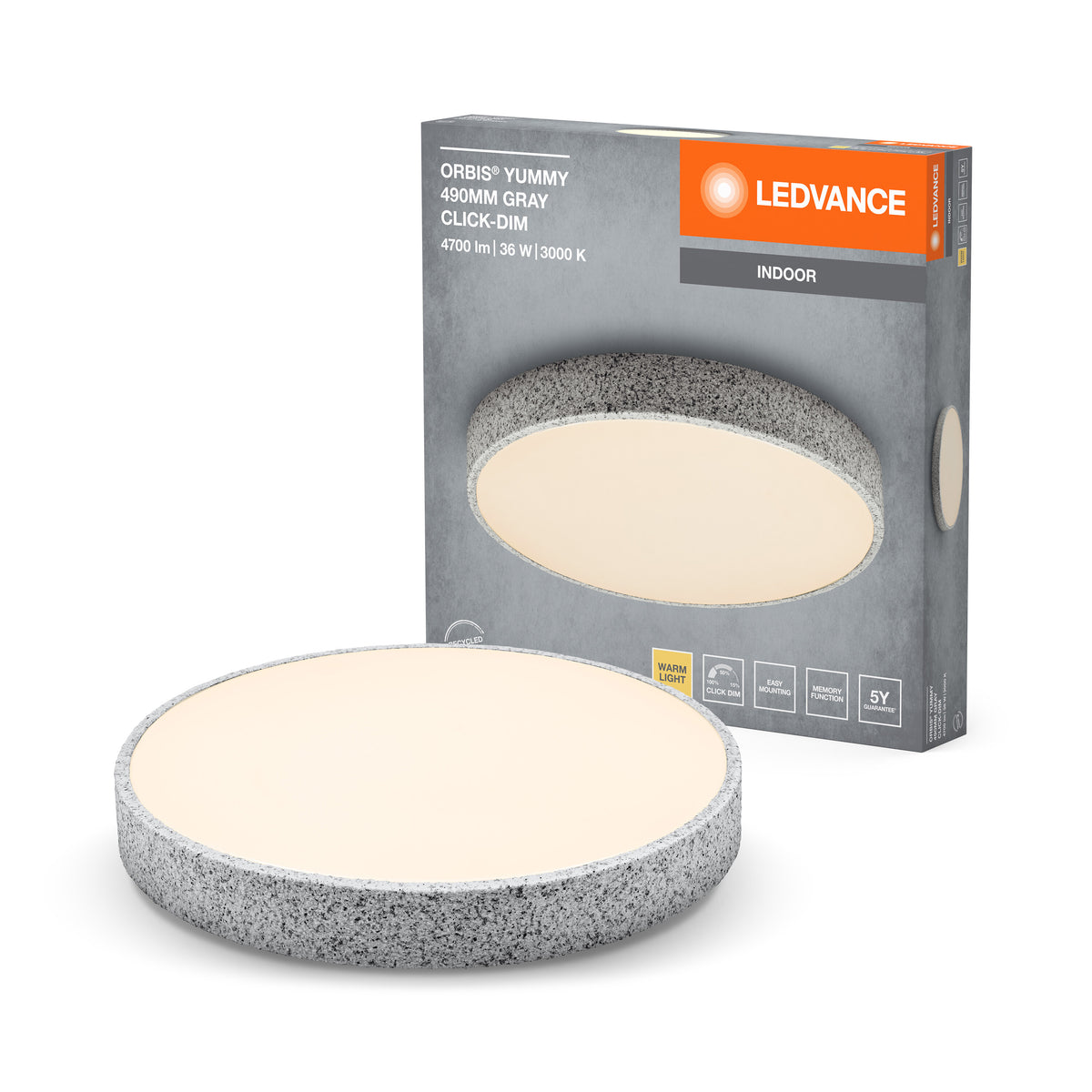 LEDVANCE ORBIS Yummy Deckenleuchte 36W 490mm dimmbar grau-LEDVANCE Shop
