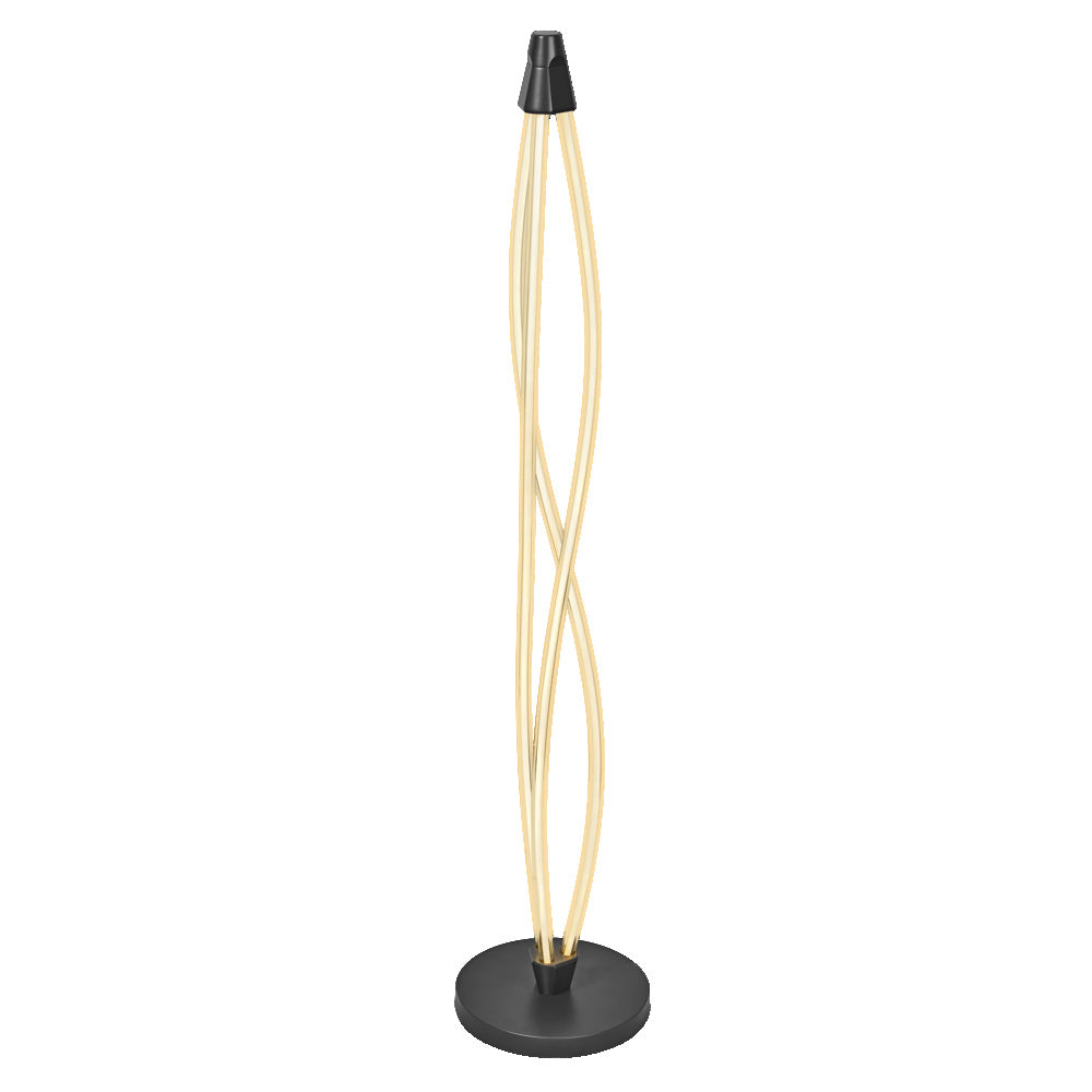LEDVANCE Swirl Floor staande lamp van gebogen polycarbonaat met LED en filamentdesign, 22 W, 2400 lm, 3000 K, 830 warmwit, dimbaar, donkergrijs, 260 mm, IP20