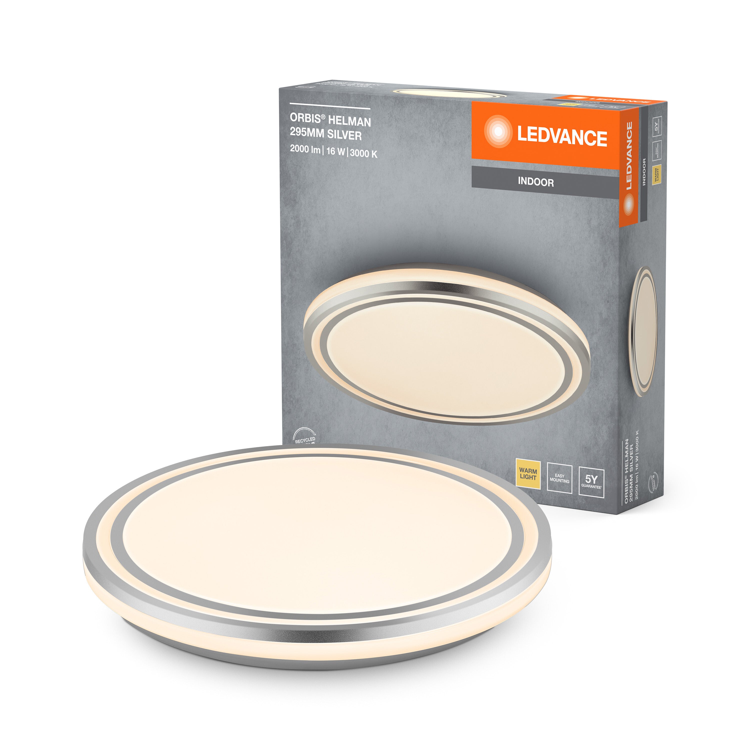 LEDVANCE ORBIS Helman Deckenleuchte 16W 1100lm weiß/silber-LEDVANCE Shop