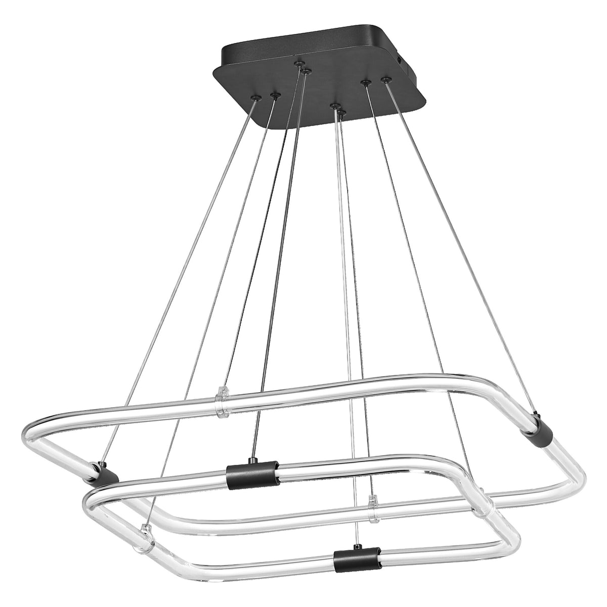 LEDVANCE Decor Tetragon hanglamp met 2 lampen van gebogen polycarbonaat met LED- en filamentdesign, 23 W, 250 lm, 3000 K, 830 warmwit, Click-dimbaar, donkergrijs, kunststof (PC), IP20