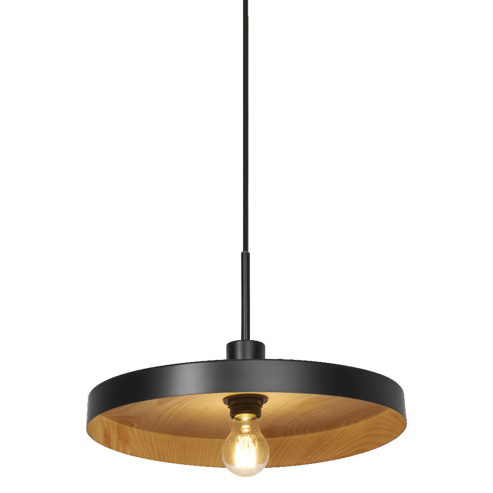 LEDVANCE Decor Plate decoratieve hanglamp met schotelvormige lampenkap, 400 mm, met E27-fitting, IP20, metaal, zwart/beige
