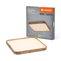 LEDVANCE ORBIS Alicia LED-plafondlamp met houtdecor, 16 W, 2500 lm, 3000 K, 495 x 495 mm, aangenaam warm wit, dimbaar met een klik, IP20-bescherming, inclusief montageschroeven en pluggen