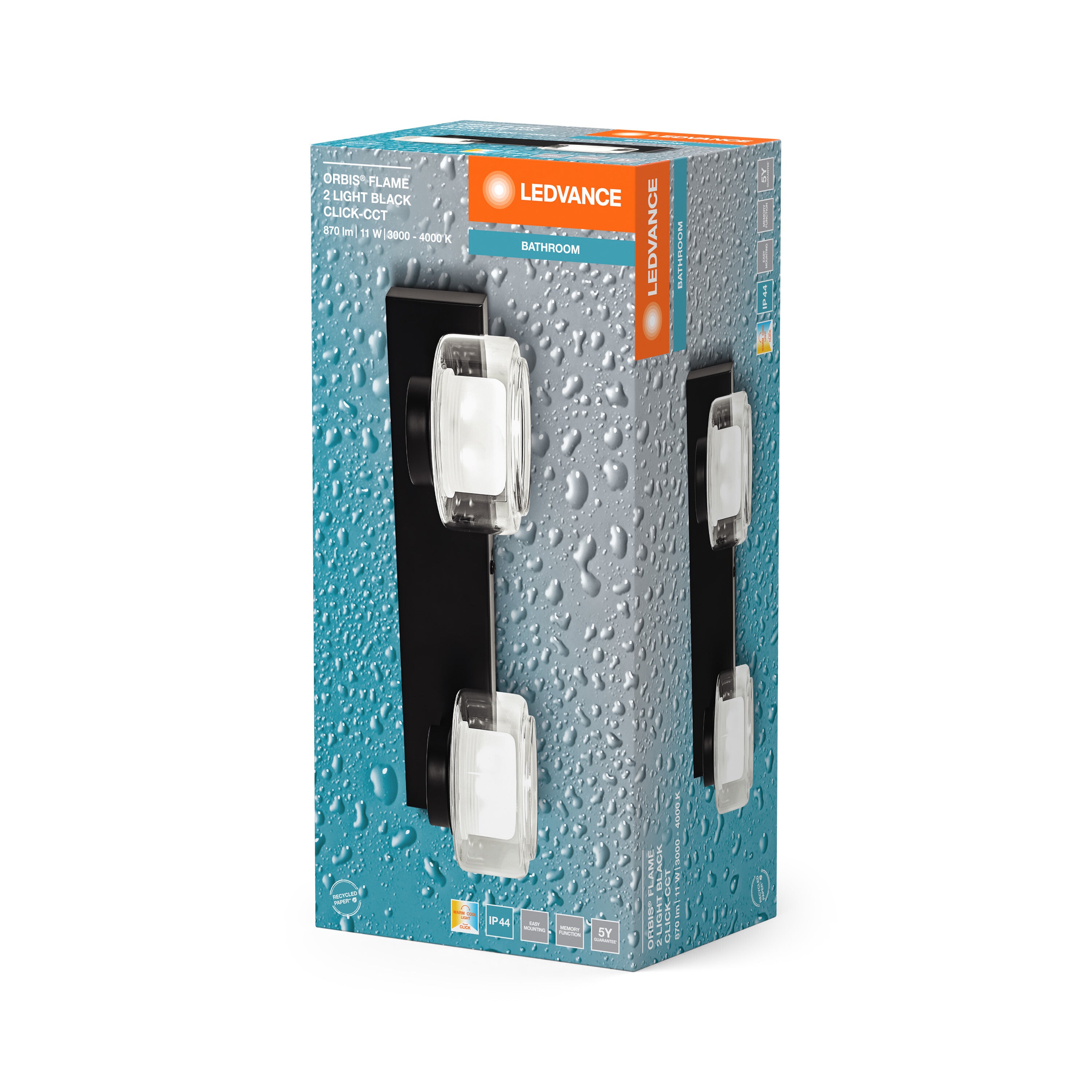 LEDVANCE ORBIS Flame Badezimmer Wandleuchte 11W Click CCT IP44 schwarz-LEDVANCE Shop