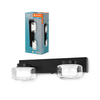 LEDVANCE ORBIS Flame wand- en plafondlamp met LED, zwart, 11 W, 700 lm, 3000/4000 K, kleurtemperatuur instelbaar via wandschakelaar (koudwit/warmwit), IP44-bescherming tegen vreemde voorwerpen en spatwater