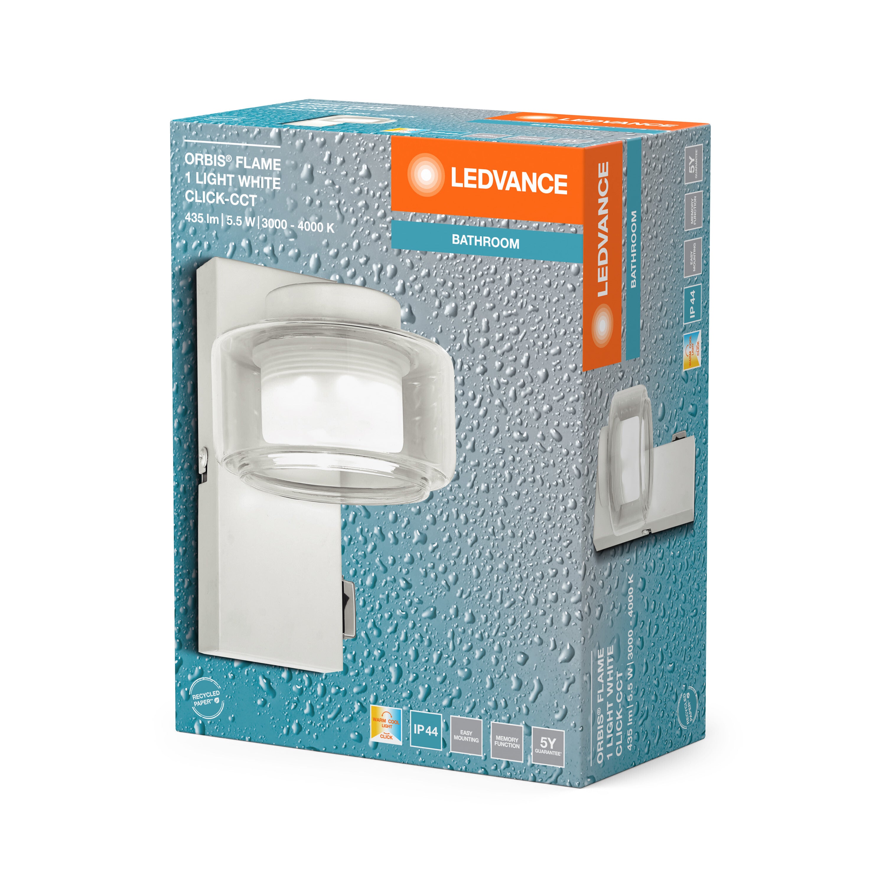 LEDVANCE ORBIS Flame Badezimmer Wandleuchte 5.5W Click CCT IP44 weiß-LEDVANCE Shop
