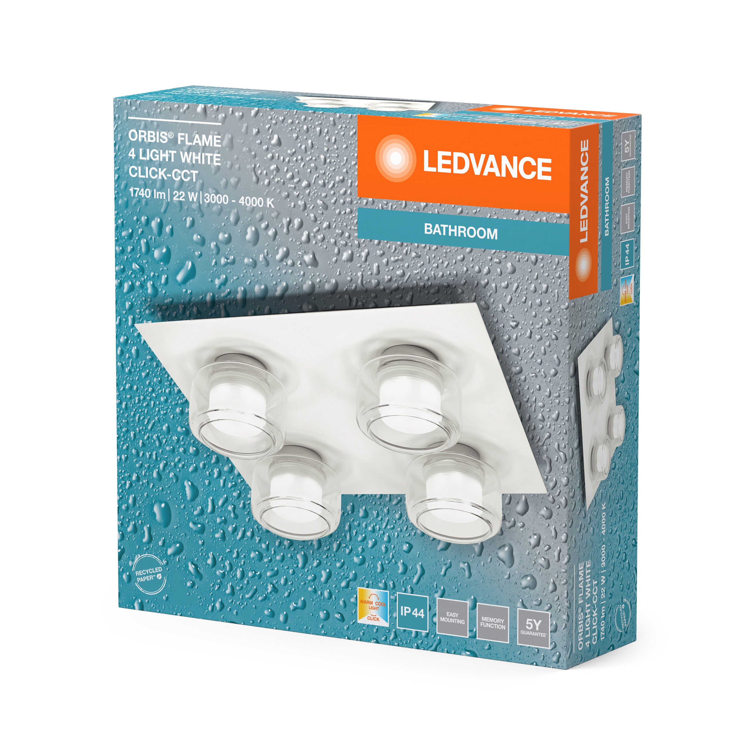 LEDVANCE ORBIS Flame Wand/Decke 22W Click CCT IP44 weiß-LEDVANCE Shop