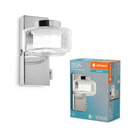 LEDVANCE ORBIS Flame wand- en plafondlamp met LED, chroom, 5,5 W, 350 lm, 3000/4000 K, kleurtemperatuur instelbaar via wandschakelaar (koudwit en warmwit), IP44-bescherming tegen vreemde voorwerpen en spatwater