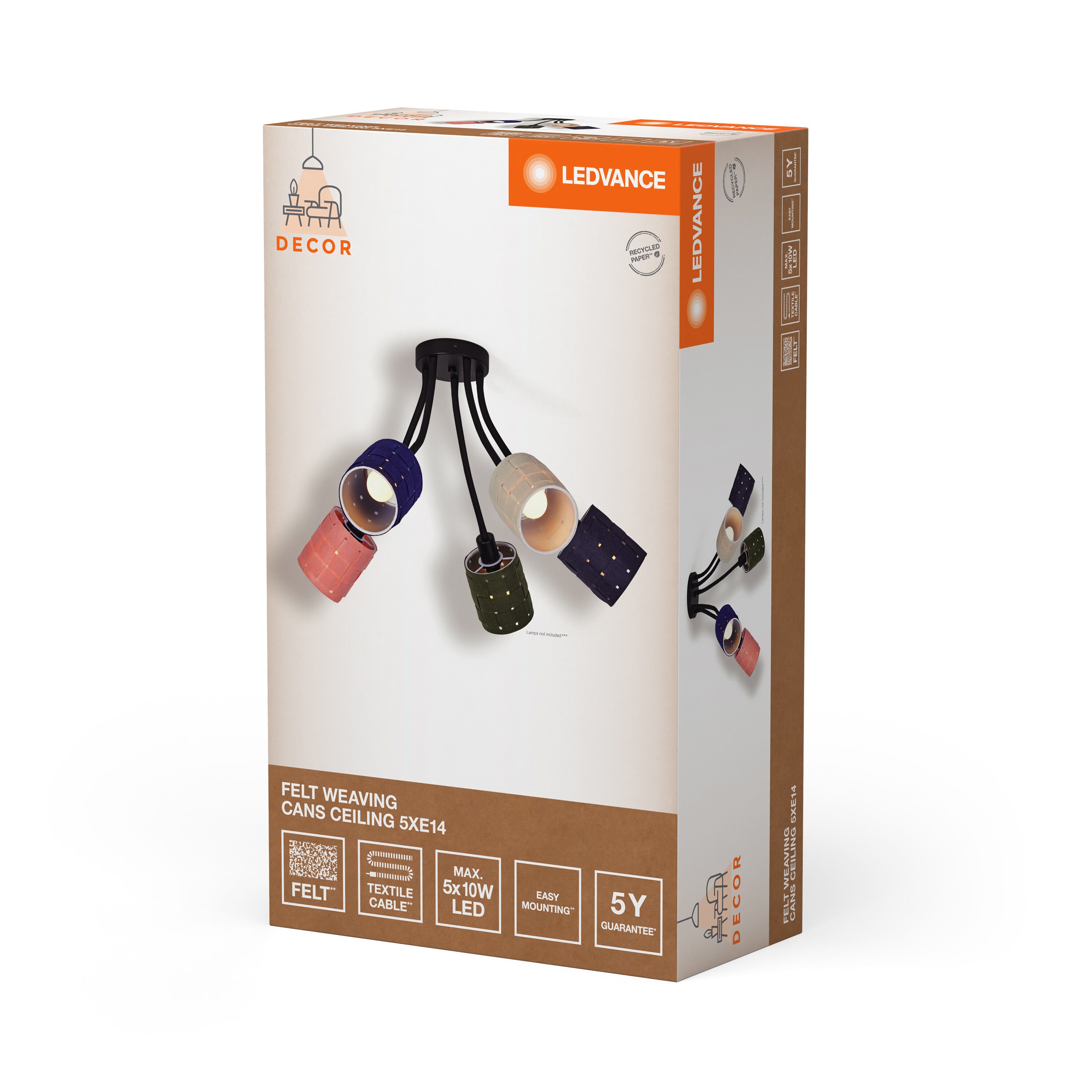 LEDVANCE DECOR Deckenleuchte Decor Felt Weaving Cans, 5xE14-LEDVANCE Shop