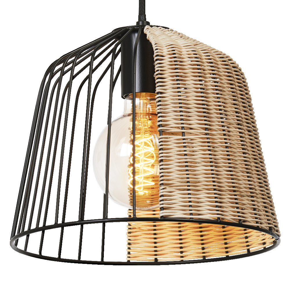 LEDVANCE DECOR Cage Bell hanglamp, E27, niet dimbaar, IP20, rotan/metaal, 260 mm, zwart/bruin