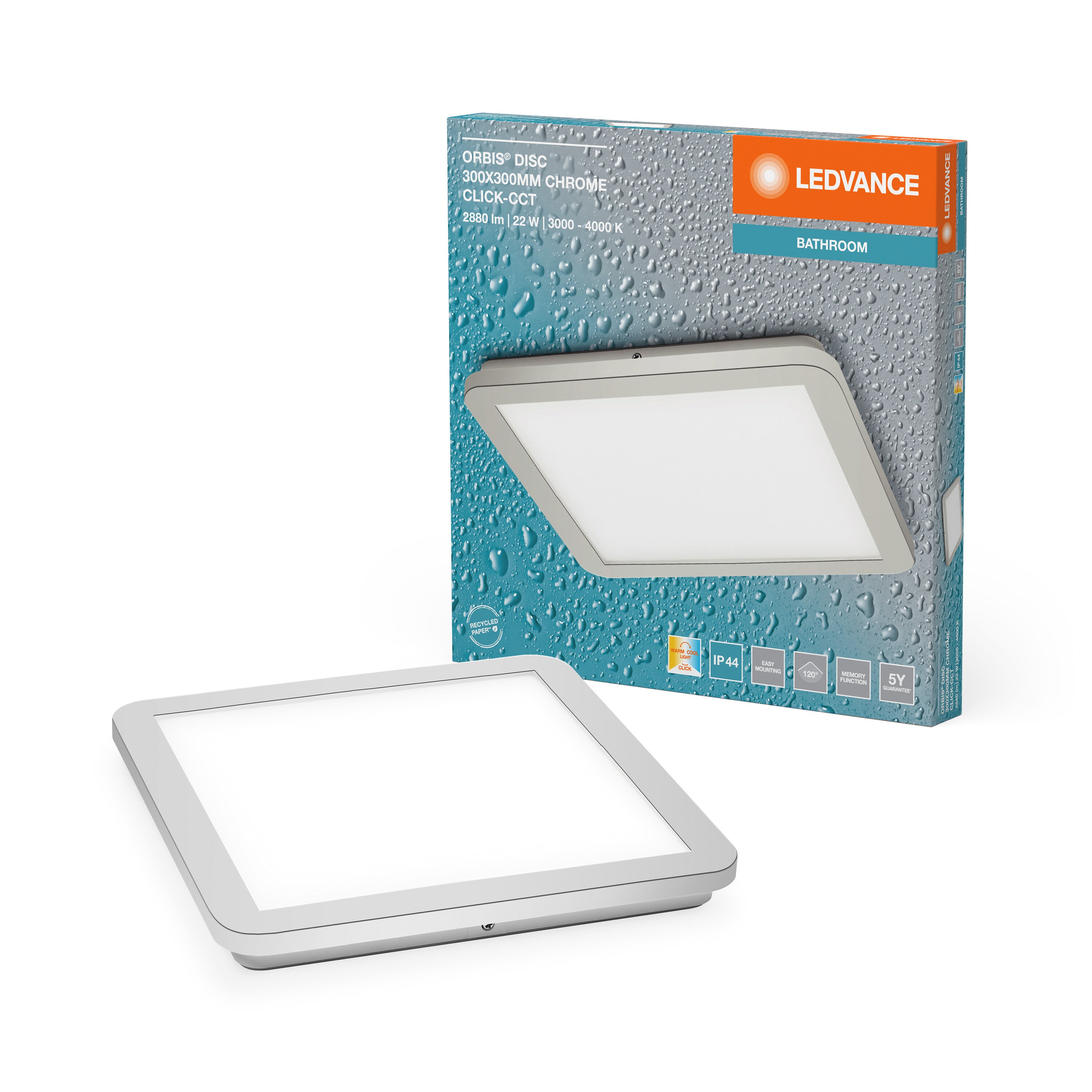 LEDVANCE ORBIS Disc Badezimmer Deckenleuchte 30x30cm 22W IP44 Chrom-LEDVANCE Shop